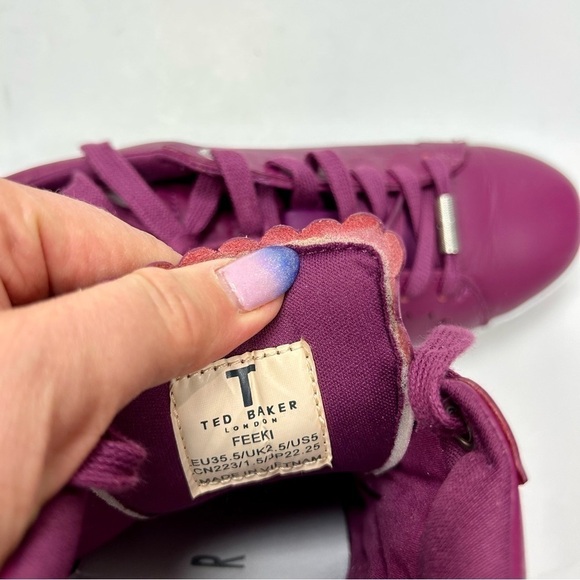 TED BAKER Feeki Leather Lace Up Sneaker Fuchsia Pink Size 5 - Picture 10 of 11